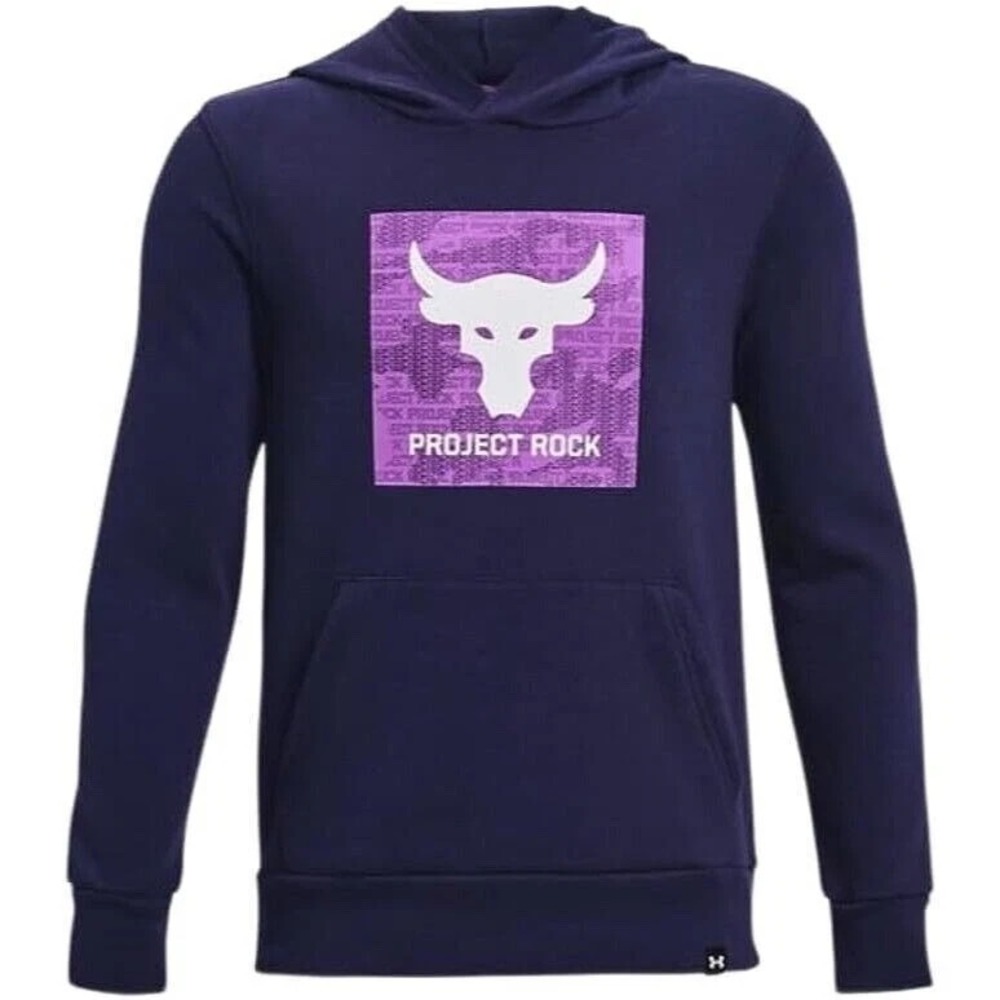 Under Armour Boys Project Rock Rival Fleece Hoodie 1373628-410 Size Small YSM